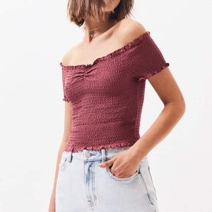 PacSun Smocked Off-The-Shoulder Crop Top